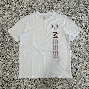Lionel Messi T-Shirt Mens XL White Logo Print Soccer Running Graphic Print